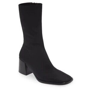 JEFFREY CAMPBELL 7 Black Block Heel Boot Bootie Stretch Mid Calf NEW
